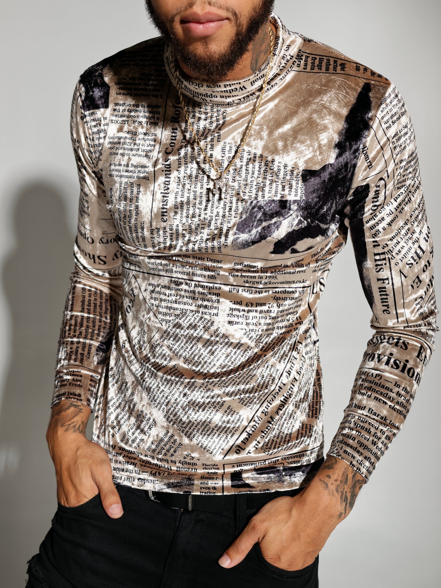 BMW Newspaper Long Sleeve Turtleneck Slim Fit