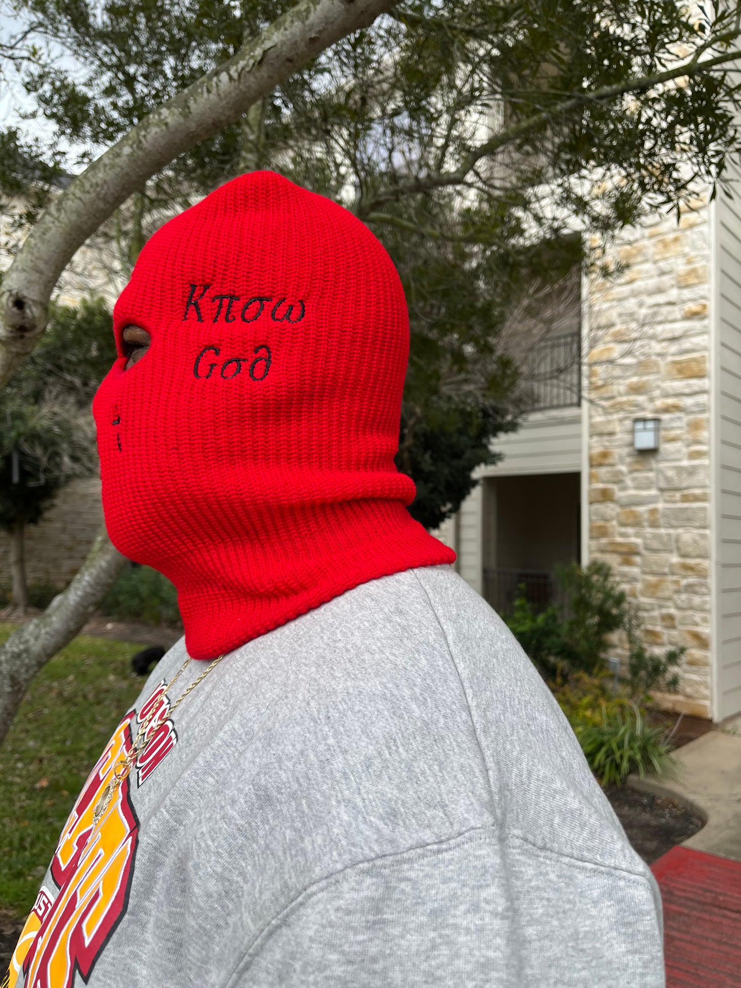 Red Know God, Know Peace Ski Mask