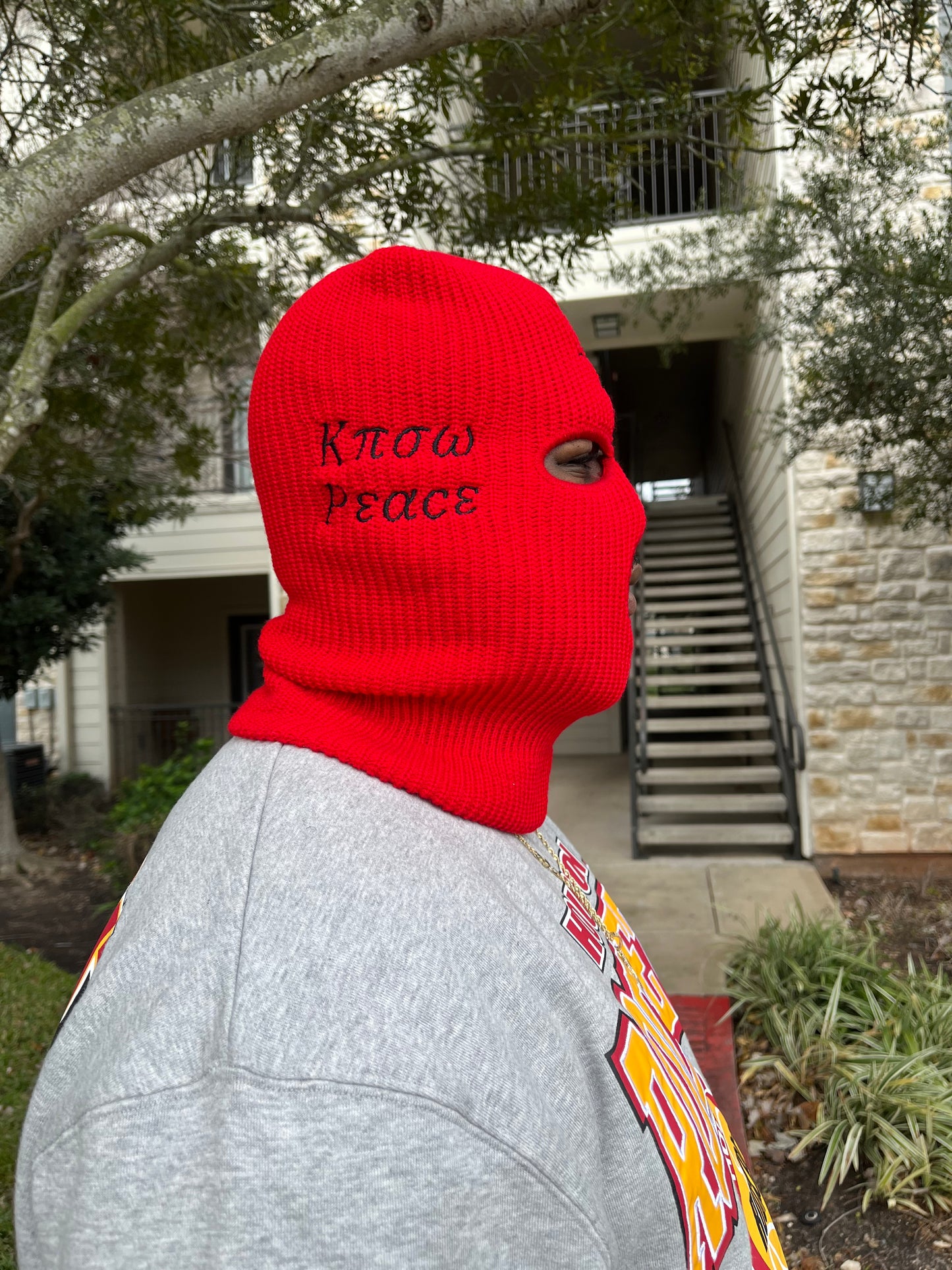 Red Know God, Know Peace Ski Mask