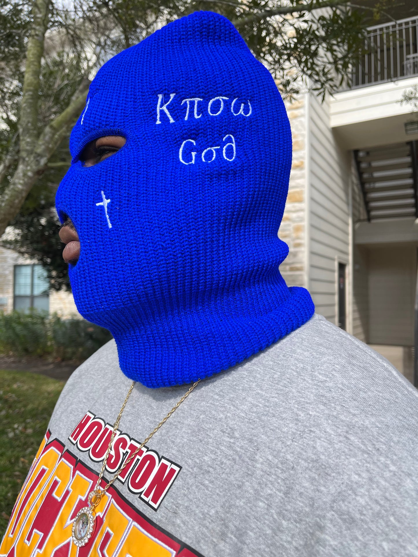 Royal Blue Know God, Know Peace Ski Mask