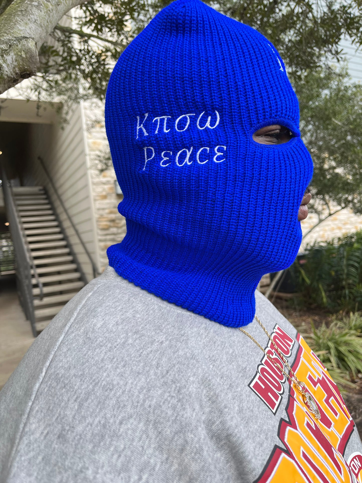 Royal Blue Know God, Know Peace Ski Mask