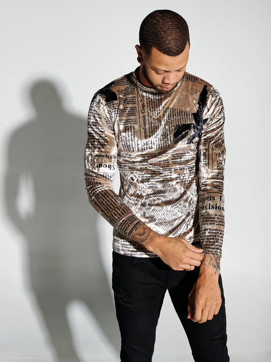 BMW Newspaper Long Sleeve Turtleneck Slim Fit