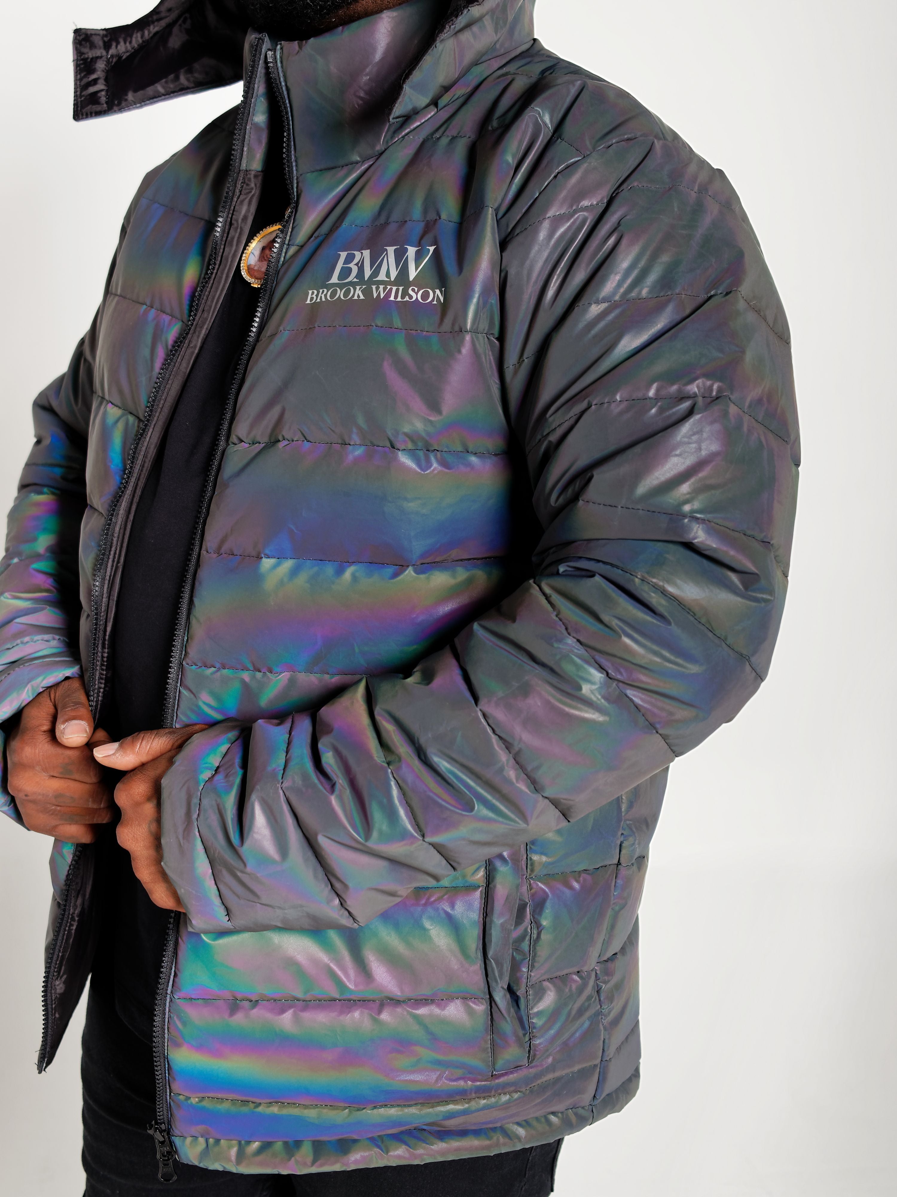 Rainbow reflective puffer on sale jacket